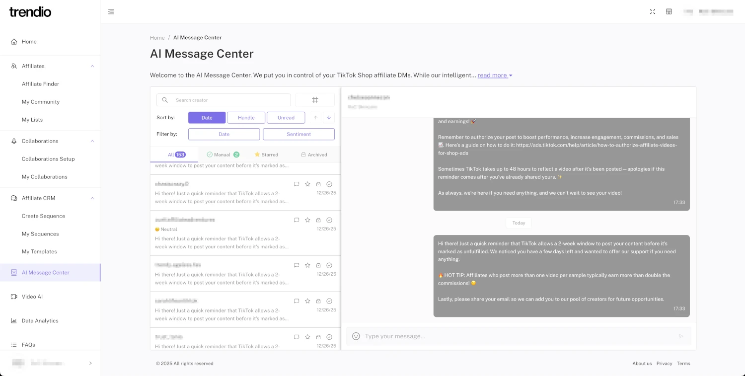 Trendio Message Center
